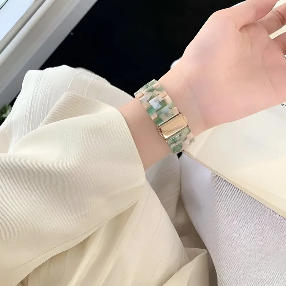 Apple Watch Band Cream Marble Resin Adjustable Stylish Strap Watch Band